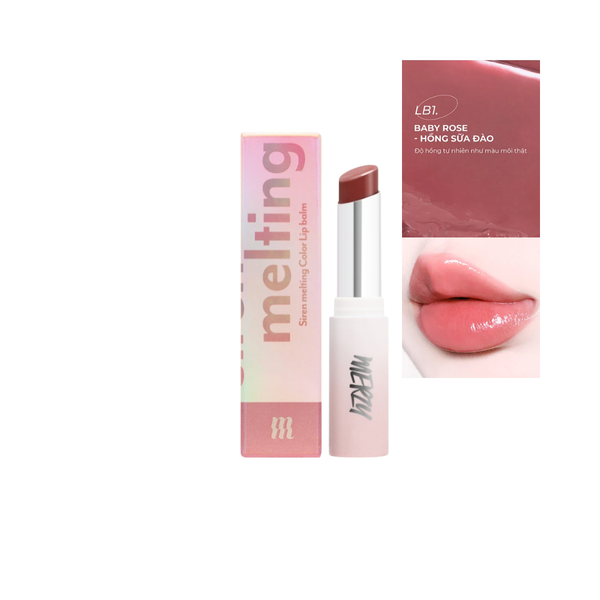 Son Dưỡng Có Màu Merzy Siren Melting Color Lip Balm 3g #LB1 Baby Rose – Hồng Đào Sữa