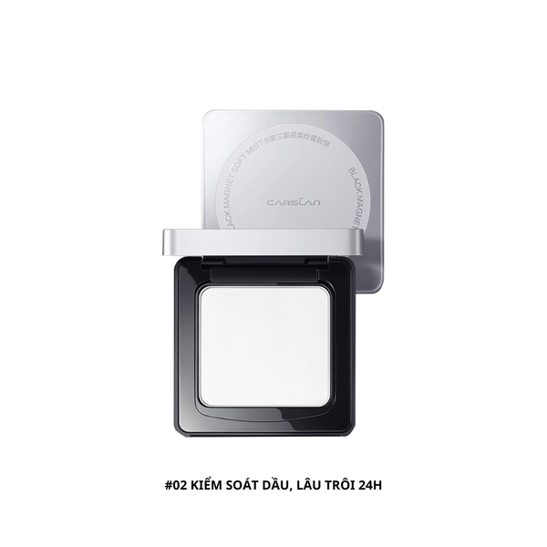 Phấn Phủ Dạng Nén Carslan Black Magnetic Soft Mist Powder 8g #02 Kiểm Soát Dầu, Lâu Trôi 24H