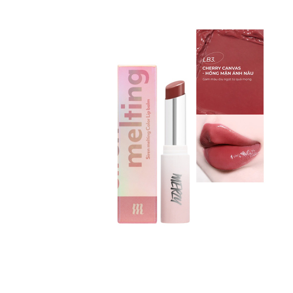 Son Dưỡng Có Màu Merzy Siren Melting Color Lip Balm 3g #LB3 Cherry Canvas – Hồng Mận Ánh Nâu