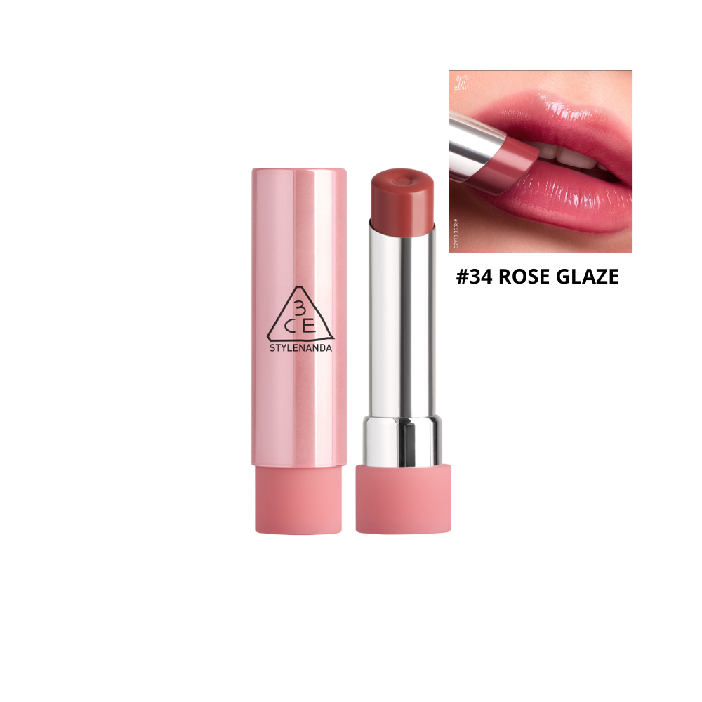  Son Bóng Dưỡng 3CE Glazy Lip Glow 3.2g #34 Rose Glaze 