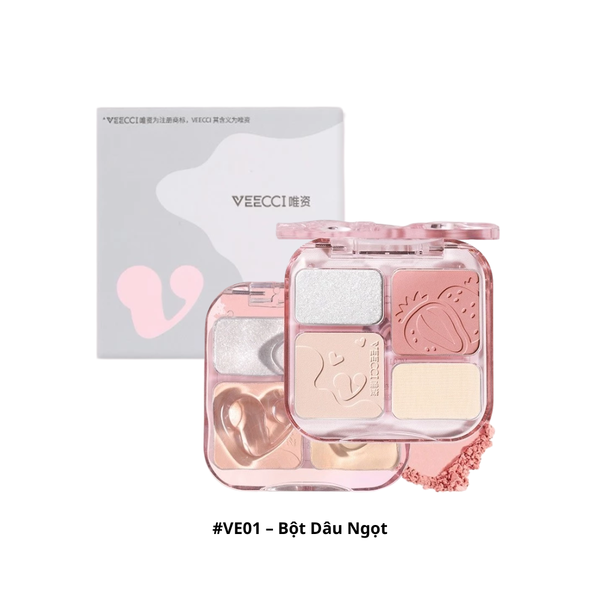 Phấn Má Hồng, Bắt Sáng & Tạo Khối 4in1 Veecci Pearlescent Highlight 9g #VE01