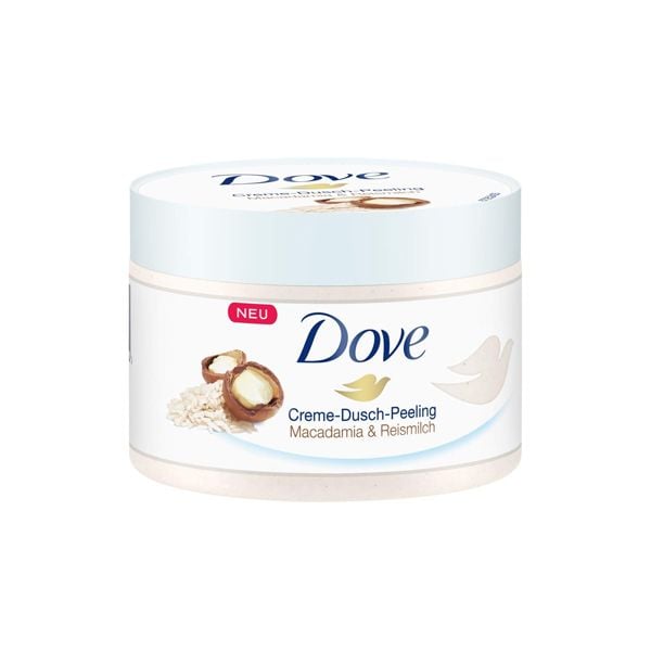 Kem Tẩy Tế Bào Chết Body Dove Exfoliating Body Scrub Crushed Macadamia & Rice Milk Scent 225ml Bản Đức