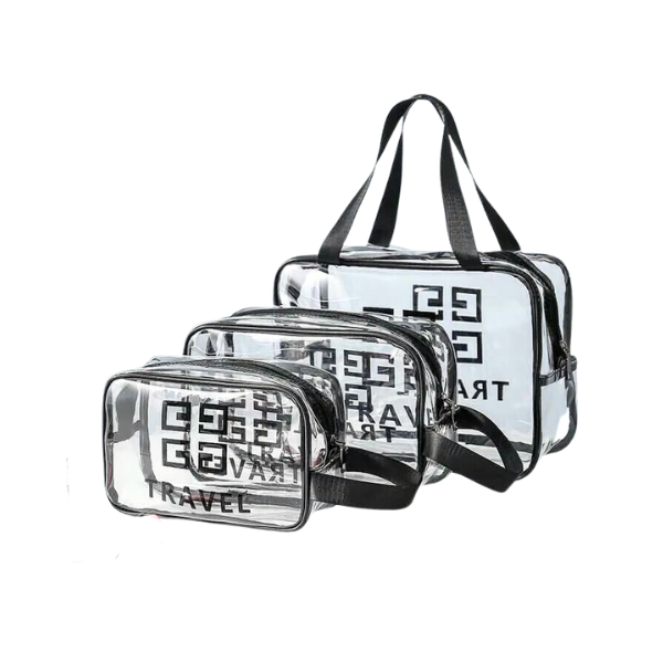 Túi Nhựa Trong Suốt Đựng Mỹ Phẩm Travel Set 3 Cái (Màu Ngẫu Nhiên)