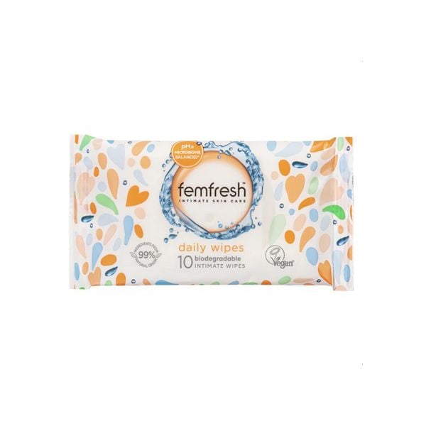 CT - Khăn Ướt Vệ Sinh Vùng Kín Hằng Ngày Femfresh Intimate Skin Care Daily Wipes 10 Tờ
