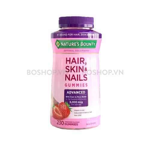 Kẹo Dẻo Nature's Bounty Hair, Skin & Nails Gummies Advanced Over 2x More Biotin 230 Viên