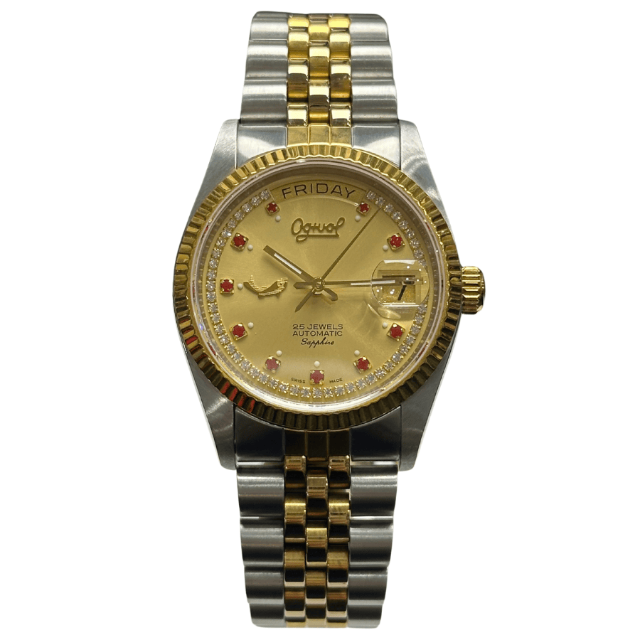  ĐỒNG HỒ OGIVAL 3032M AUTOMATIC NAM (Hột đỏ-trắng vàng) 