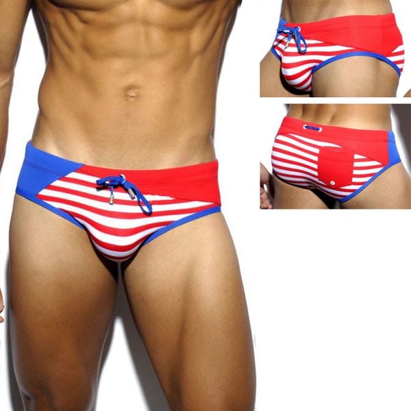  Quần bơi nam tam giác màu sọc UXH022 