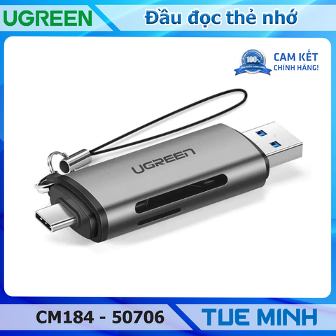 Đầu đọc thẻ nhớ SD/TF chuẩn USB Type C và USB 3.0 Ugreen CM184 50706