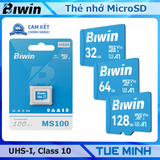 Thẻ nhớ MicroSD BIWIN MS100, U3, V30 100MB/s