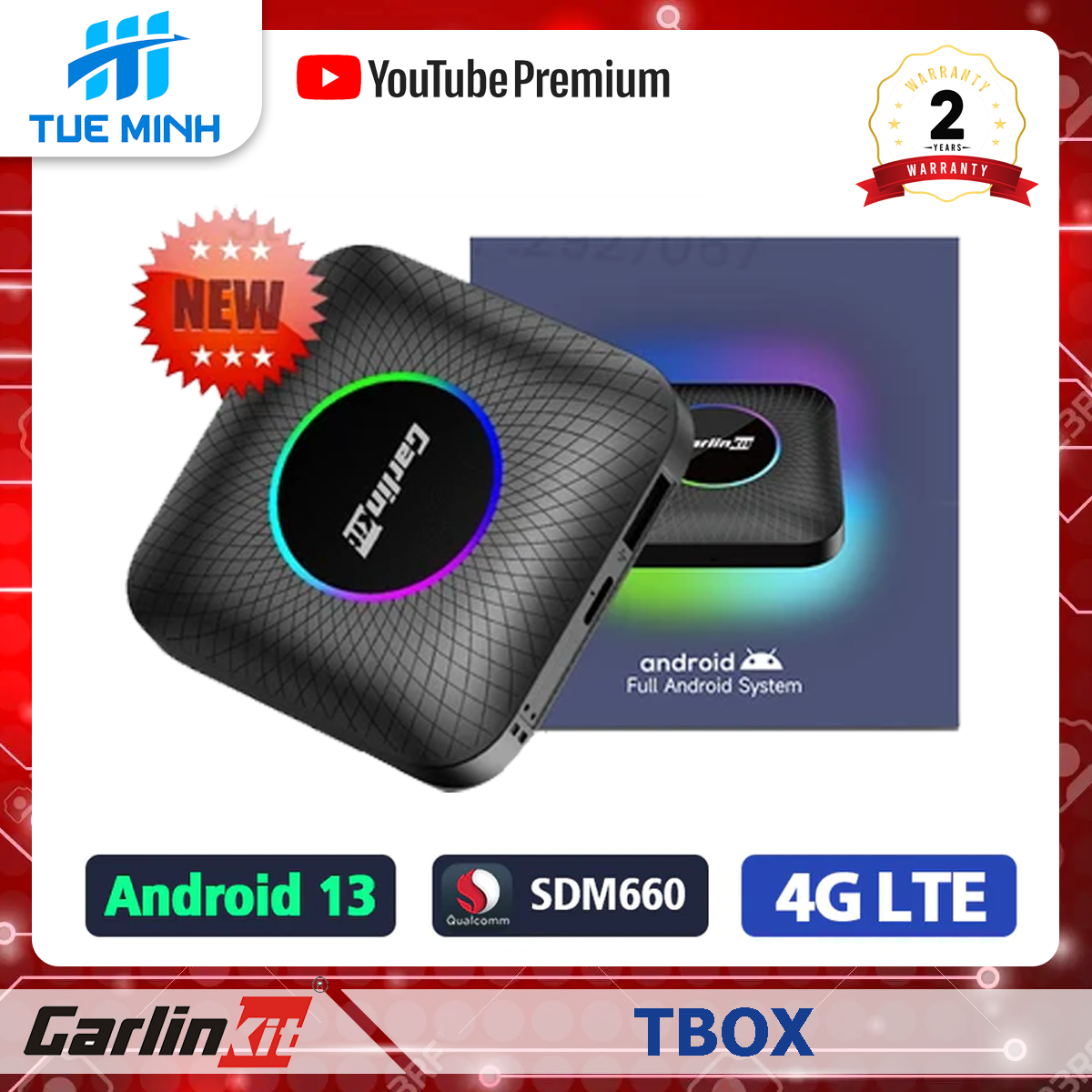 Android Box Carlinkit Tbox Ambient Led, Android 13 - Bảo hành 2 năm ...