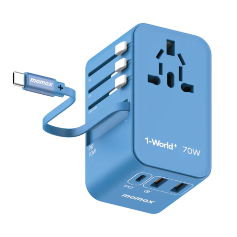 Momax UA18 – Bộ sạc du lịch Momax 1-World Universal 5-Port Travel GaN kèm cáp type C dài 65cm công suất 70W