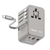 Momax UA18 – Bộ sạc du lịch Momax 1-World Universal 5-Port Travel GaN kèm cáp type C dài 65cm công suất 70W