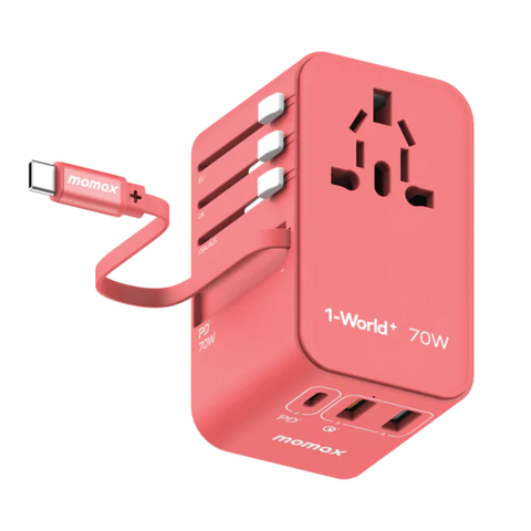 Momax UA18 – Bộ sạc du lịch Momax 1-World Universal 5-Port Travel GaN kèm cáp type C dài 65cm công suất 70W