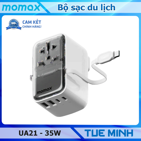 Momax UA21 – Bộ sạc du lịch 4 cổng Momax 1-World+ Flow có cáp USB-C tích hợp 35W