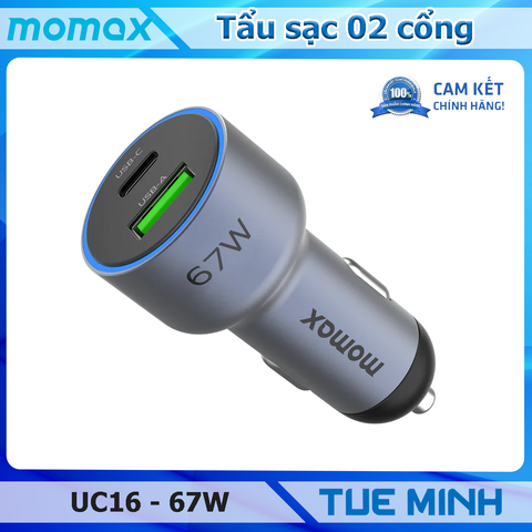 Momax UC16 – Tẩu sạc ô tô 2 cổng, công suất 67W
