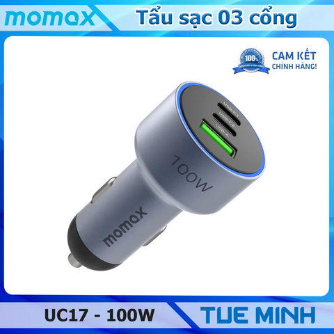 Momax UC17 – Tẩu sạc ô tô 3 cổng, công suất 100W
