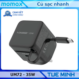 Bộ sạc nhanh tích hợp cáp Type C Momax UM72 GaN 35W
