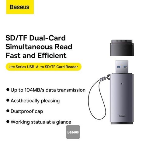 Đầu đọc thẻ nhớ Baseus Airjoy USB A to SD/TF Card Reader