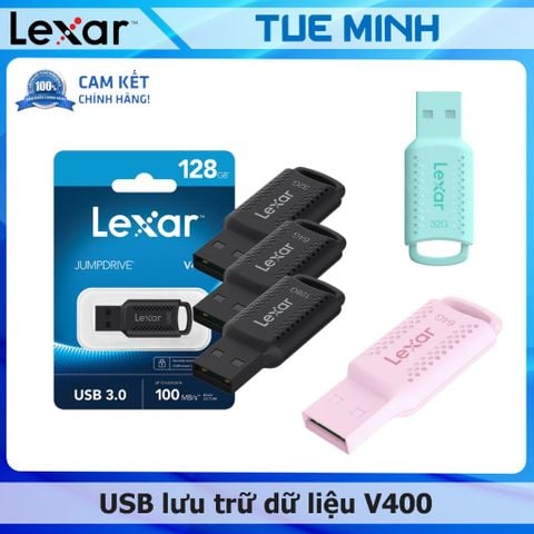 USB Lexar JumpDrive V400  Chuẩn 3.0, Tốc độ đọc 100Mb/s, Chính hãng bảo hành 2 năm