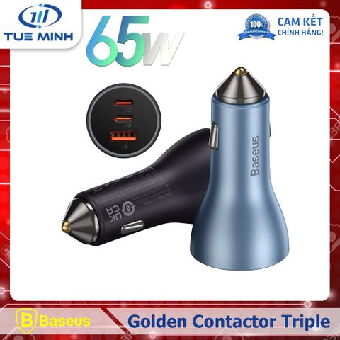 Tẩu Sạc Nhanh Đa Năng Trên Ô Tô 65W Baseus Golden Contactor Pro Triple Fast Charger
