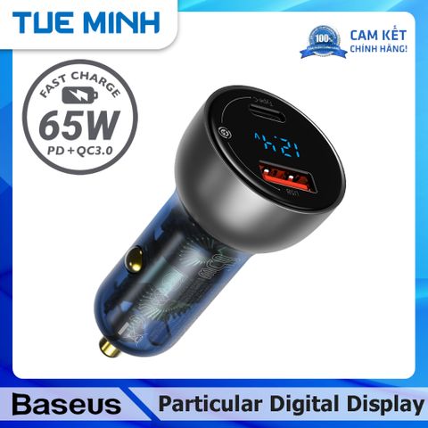 Tẩu sạc nhanh 65W trên xe hơi Baseus Particular Digital Display QC + PPS Dual Quick Charger