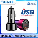 Sạc 02 cổng 45W USB A và Type C trên xe hơi Baseus Magic PPS Digital Display Intelligent Dual Quick Charge