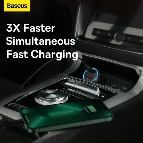 Tẩu Sạc Nhanh Đa Năng Trên Ô Tô 65W Baseus Golden Contactor Pro Triple Fast Charger