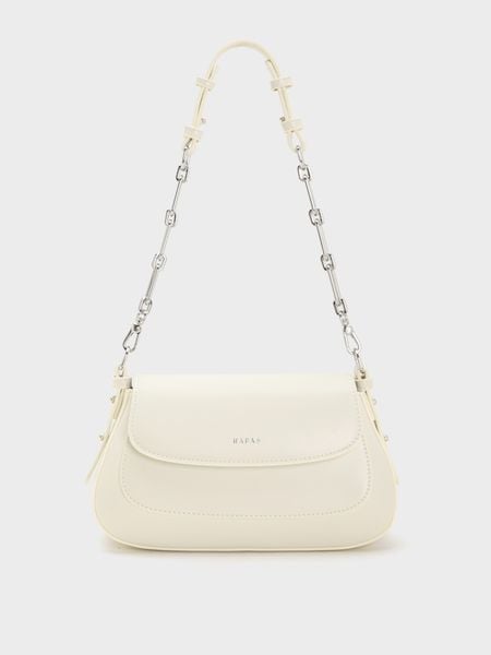 Túi Đeo Vai Hobo Nắp Gập Chain Handle Size 23 - Đen