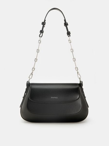 Túi Đeo Vai Hobo Nắp Gập Chain Handle Size 23 - Đen