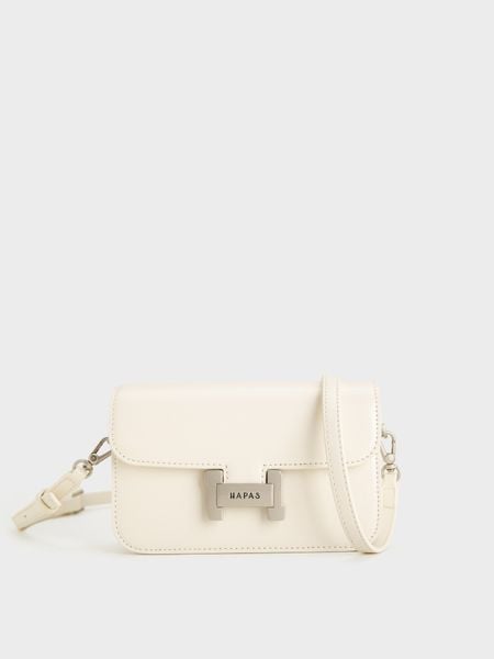 Túi Đeo Chéo Nắp Gập Khóa H - Trắng