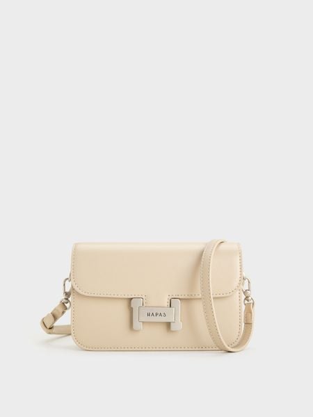 Túi Đeo Chéo Nắp Gập Khóa H - Kem