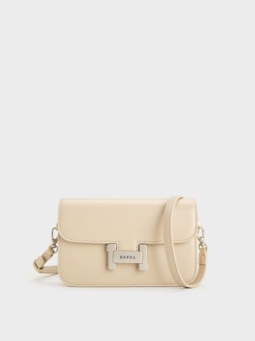 Túi Đeo Chéo Nắp Gập Khóa H - Kem