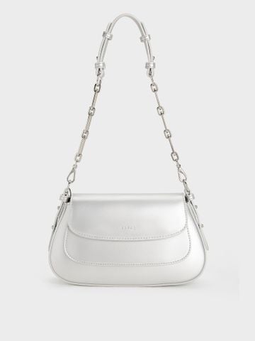 TDV Hobo Nắp Gập Chain Handle - Bạc