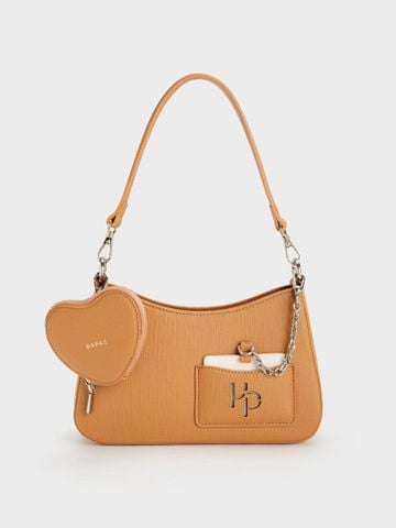 TDV Hobo Đáy Vuông Love Charm Sz 23 - Nâu