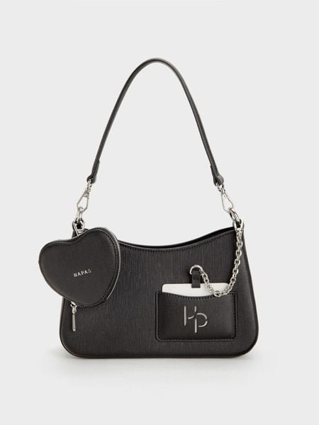 TDV Hobo Đáy Vuông Love Charm Sz 23 - Đen