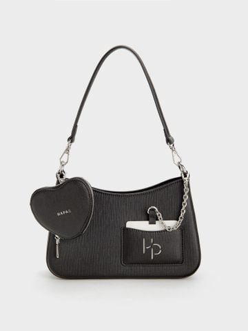 TDV Hobo Đáy Vuông Love Charm Sz 23 - Đen