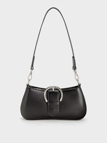 Túi Đeo Vai Khóa Tròn Da Mịn Size 21 - Đen