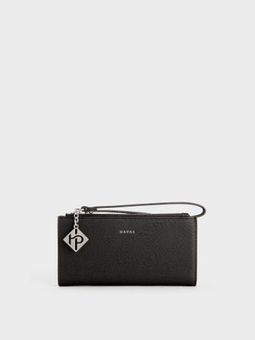 Ví Dài Da Vân Top Zip Size 17 - Đen
