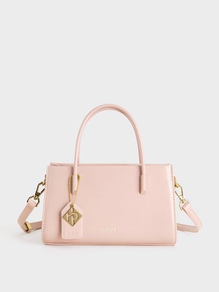 Túi Xách Tay Phủ Màu Tag Vuông Size 21 - Hồng