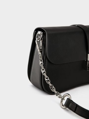 Túi Đeo Chéo Đáy Cong Khóa Gài Size 23 - Trắng