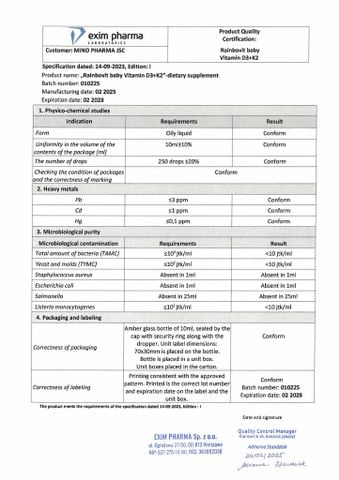  Rainbovit Baby Vitamin D3 + K2 - Chìa khóa tối ưu tầm vóc 