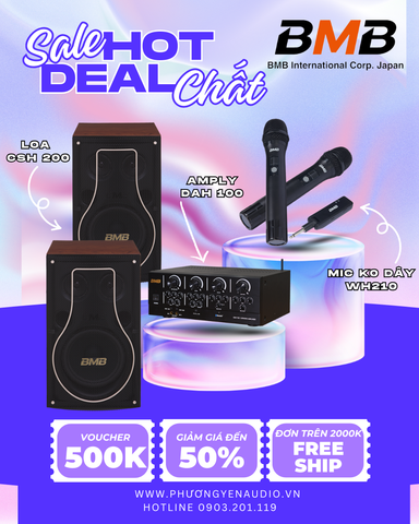 COMBO KARAOKE GIA ĐÌNH - LOA BMB CSH 200 + AMPLY BMB DAH 100