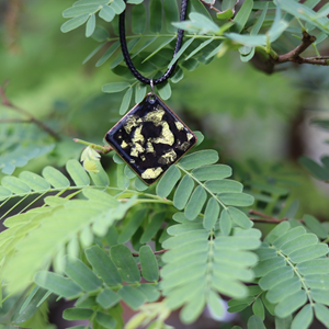  Dây chuyền họa pháp lam - Bạc đốm vàng - VIEN11 