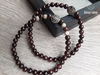  Vòng tay đá garnet tím (charm bạc Tây Tạng - 1 cặp) - TN19 