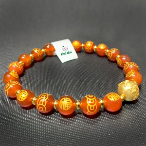  Vòng tay đá mã não khắc kim tiền - TN48 