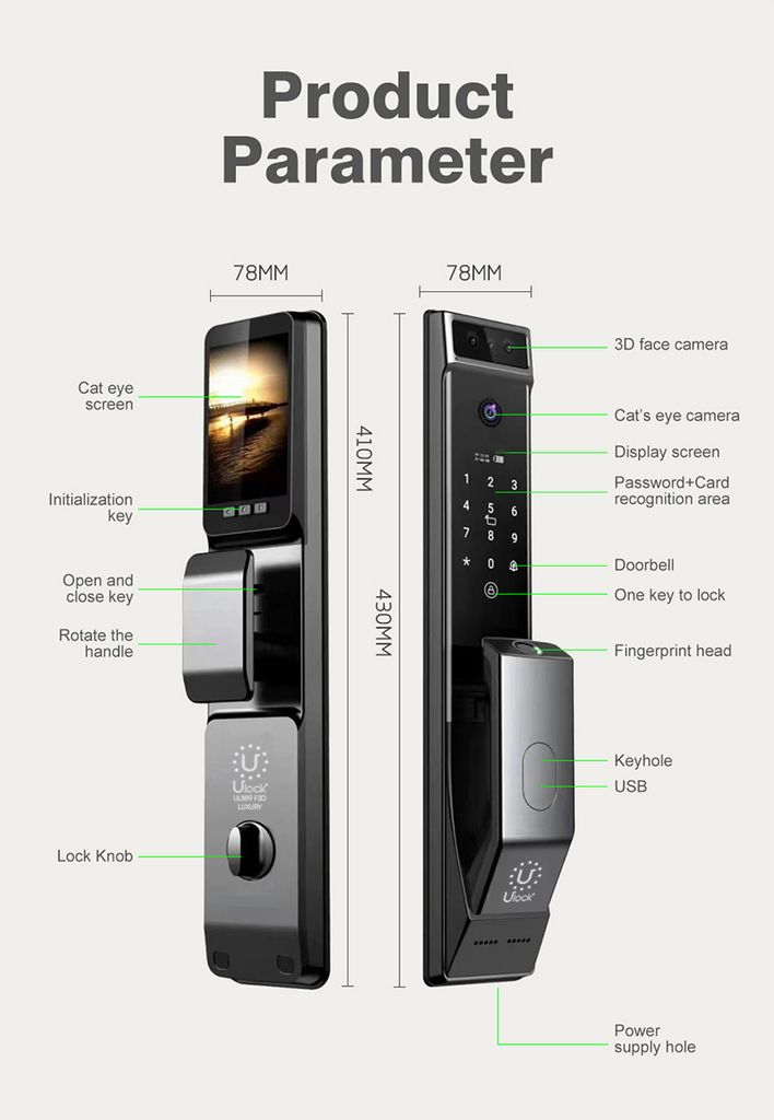 Khóa Từ vân tay Face ID Ulock UL889 F3D Luxury