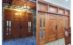 Cửa gỗ phòng khách gỗ tự nhiên cao cấp