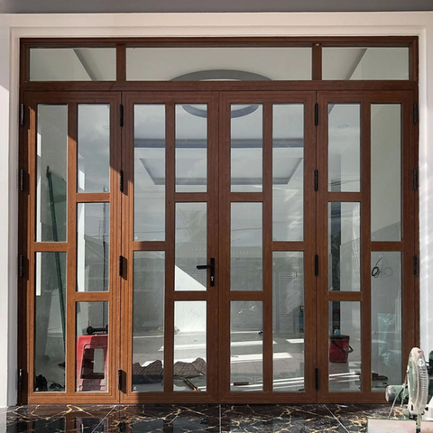 CỬA NHÔM XINGFA 4 CÁNH MÀU VÂN GỖ