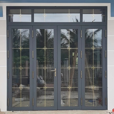 CỬA NHÔM XINGFA 4 CÁNH MÀU XÁM GHI