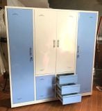 Tủ quần áo 4 cánh trơn, thường, 3D hàn liền